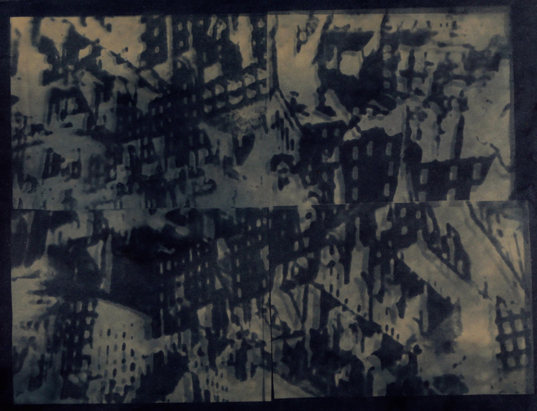 cyanotype sur papier, montage de 4 images 48x60